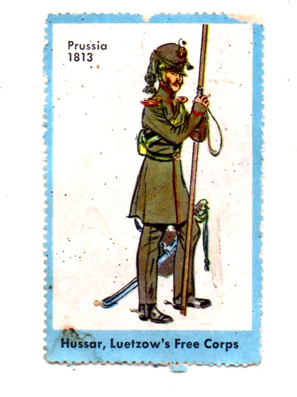 Framed Stamp Art - Soldiers of the Days Past -Hussar of Lützow's Free Corps 1813